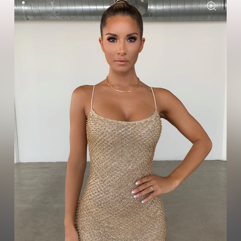 Oh Polly Sparkly Gold Embellished dress